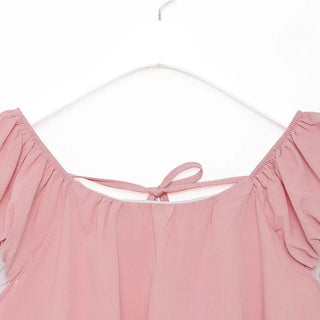 Back ribbon shirred blouse