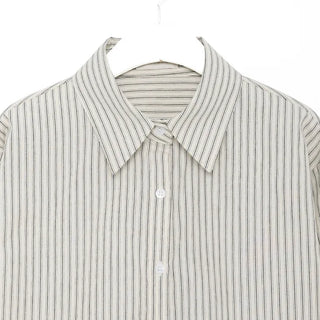 Striped long-sleeved cropped shirt