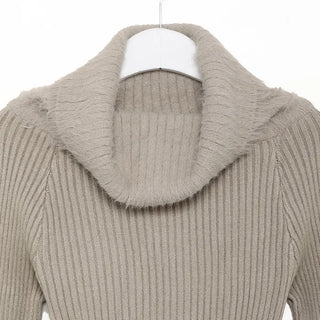 Fur off-shoulder knit