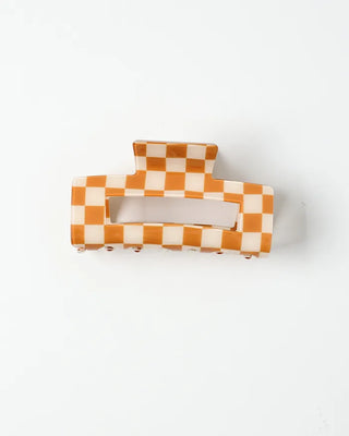 Block Check Square Hair Clip