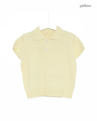 Two-button collar short-sleeved knit