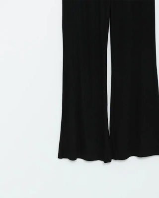 Low-rise ribbed wide-leg pants