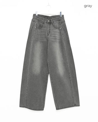 Wide outseam side-tuck jeans