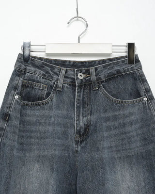 Wide vintage wash denim pants