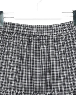 Checked tiered long skirt