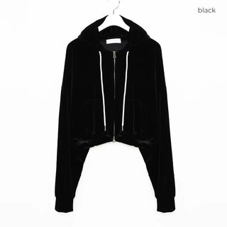 Velvet Cropped Zip Hoodie