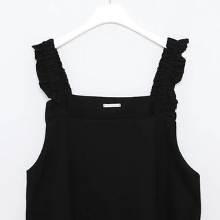 Shirred sleeveless long dress