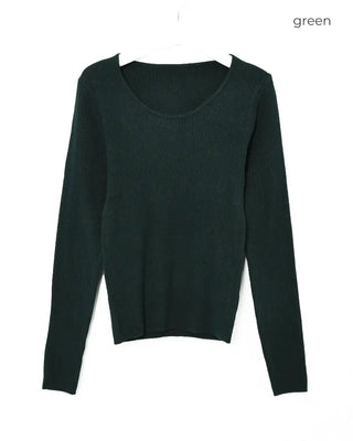 Ribbed U-neck T-shirt
