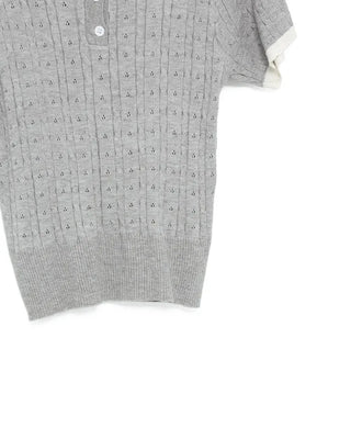 Lace Collar Point Short-Sleeve Knit
