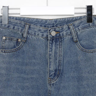 Straight wash denim pants