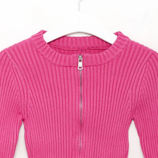 Rib-knit zip-up