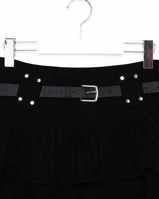 Belted frill can-can mini skirt
