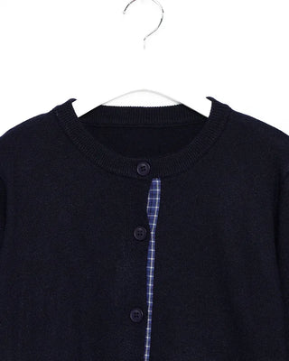 Checked two-tone knit cardigan