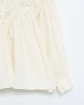 Jacquard lace balloon flare blouse