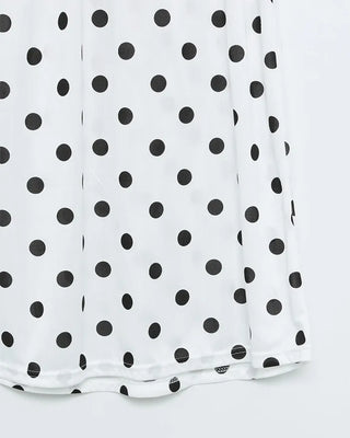 Elastic waist polka dot midi skirt