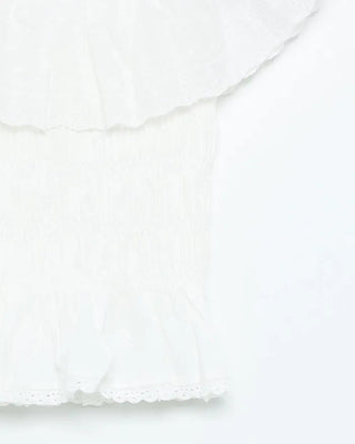 Smoked Frill Off-Shoulder Blouse