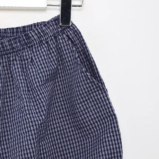 Checked pumpkin elastic waist shorts