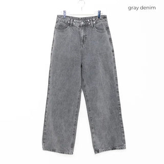 Buckle waist denim pants