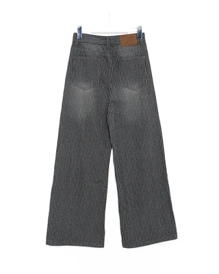 Striped cotton wide-leg pants