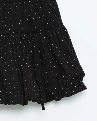 Ribbon Point Dot Pattern Balloon Fit Mini Skirt