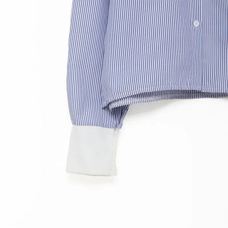 Striped two-tone cropped shirt
