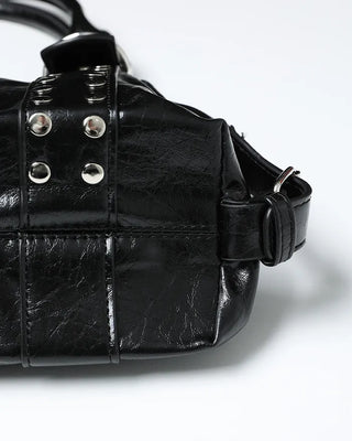 Double rivet belt leather tote bag