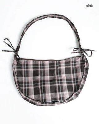Checked Ribbon Shoulder Bag