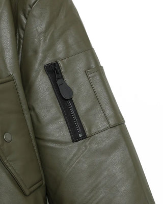 Leather padded jacket