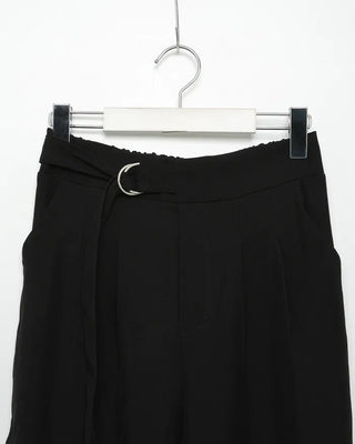 Belted back elastic waist slacks