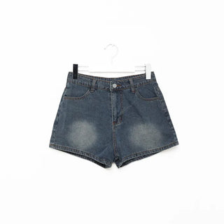 Loose denim shirt and shorts set