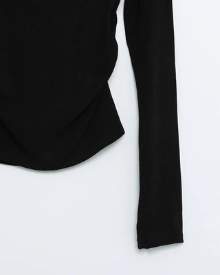 Ribbon Button Long Sleeve T-Shirt
