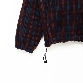 Checkered fleece knit hooded zip-up