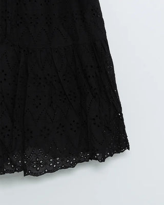 Perforated lace maxi skirt