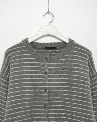 Lambswool striped knit cardigan