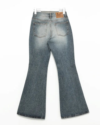 Unique outseam bootcut denim pants