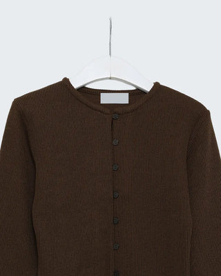 Round neck button cardigan