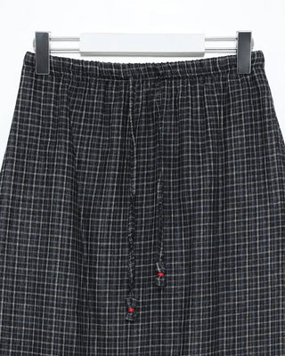 Checkered midi skirt with waist string