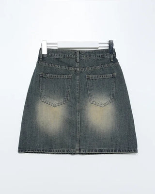A-line denim mini skirt
