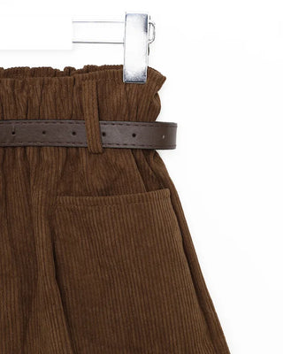 Belted Corduroy Shorts