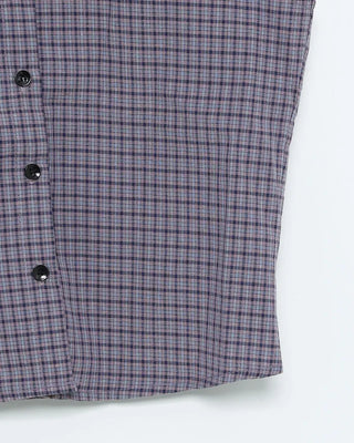 Puff-sleeve checkered blouse