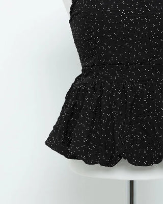 Polka Dot Frill Halter Neck Blouse