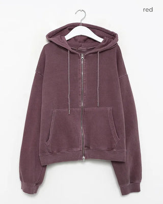Vintage Wash Double Zip Hoodie