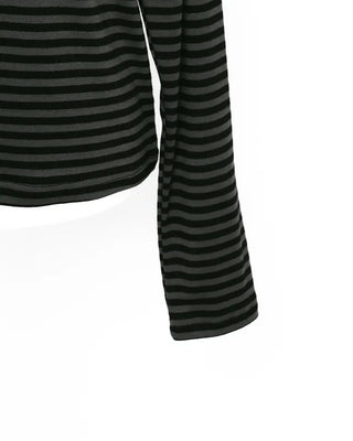 Striped off-shoulder long t-shirt