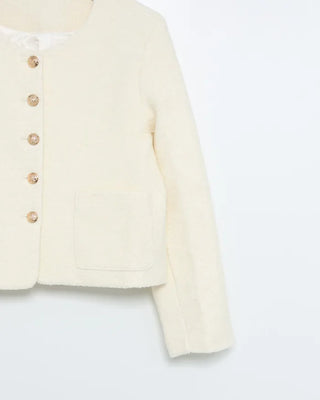 Gold Button Round Neck Jacket