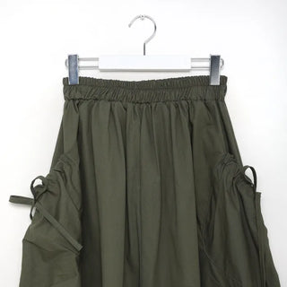 Side pocket gathered flared skirt