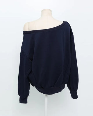 Lettering One-Shoulder Sweatshirt