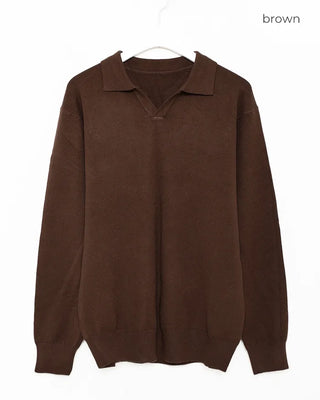 Half-open collar knit