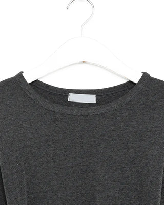 Waist frill long-sleeve T-shirt