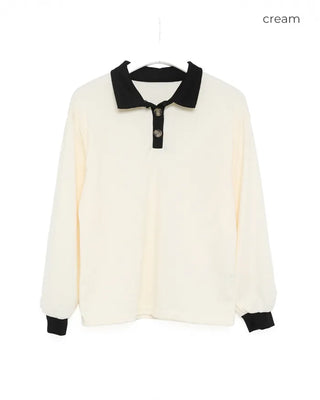 Open-collar double-button knit