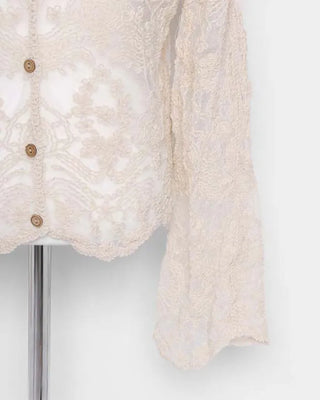 V-neck lace sheer cardigan